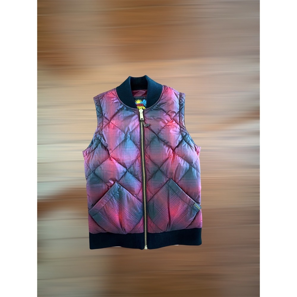 Eddie Bauer Down Packable Quilted Zip Up Vest Pockets Maroon/Black Womens Small - Picture 2 of 12